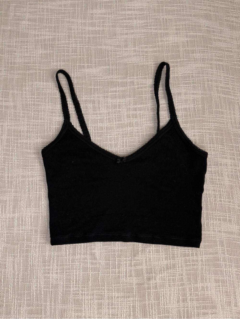 Sunday Best Black Ribbed Cropped Cami Tank Top Size Small